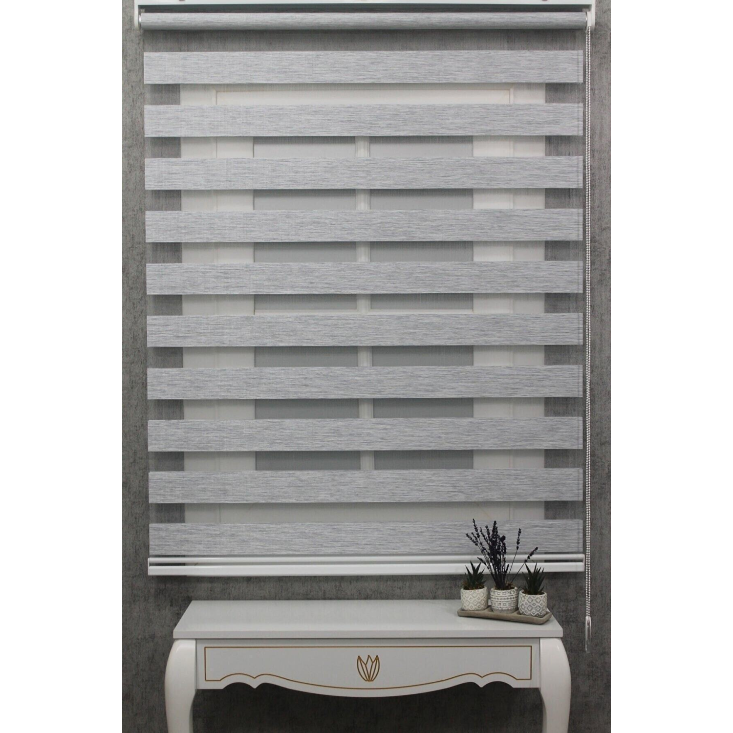 Kidmex Ithal Bambu Açık Gri Bambu Stor Zebra Perde Etek Dilimsiz