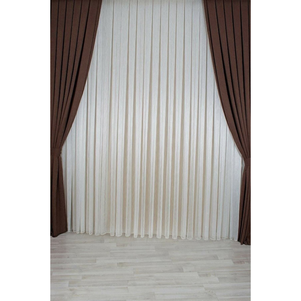 Beyaz Pırlanta Tül Perde 1/3 Sık Pile