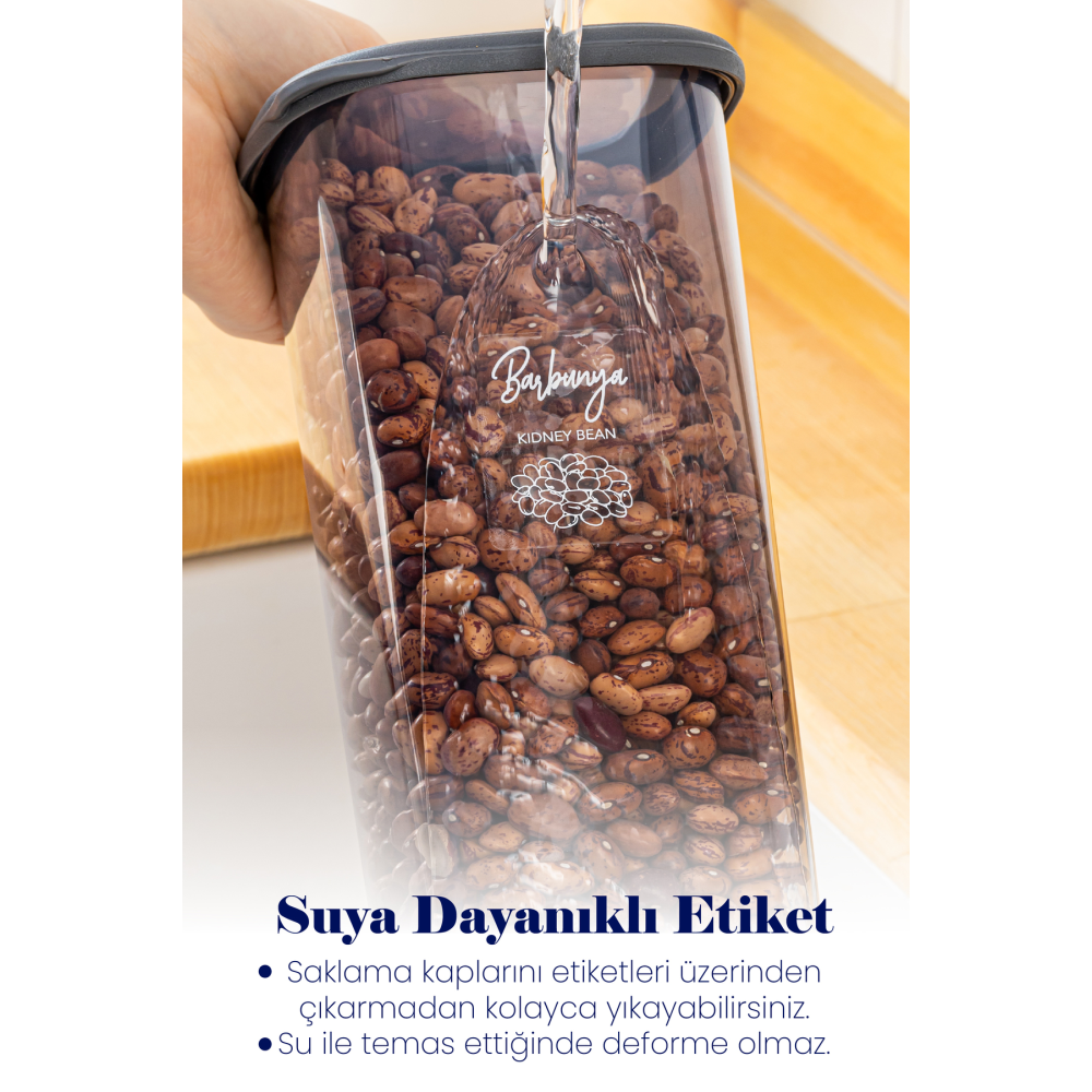 24lü Peggy Kare Erzak Saklama Kabı 8x(0,55 LİTRE, 1,2 LİTRE, 1,75 LİTRE) Beyaz Serigrafi Etiketli