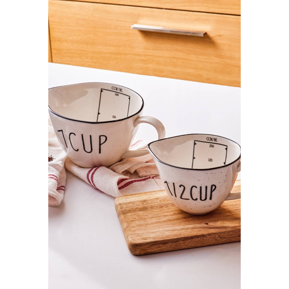 Veva 2'li Porselen Ölçü Bardağı Seti 250/500 ml