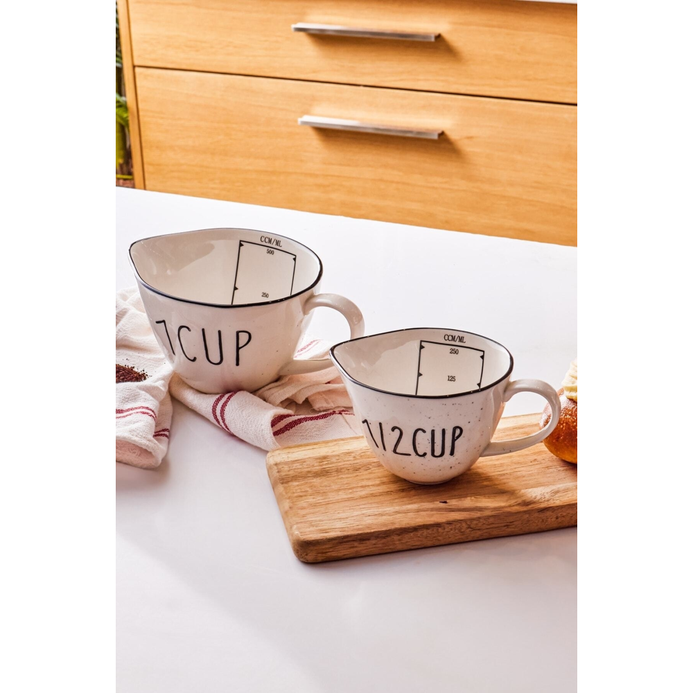 Veva 2'li Porselen Ölçü Bardağı Seti 250/500 ml