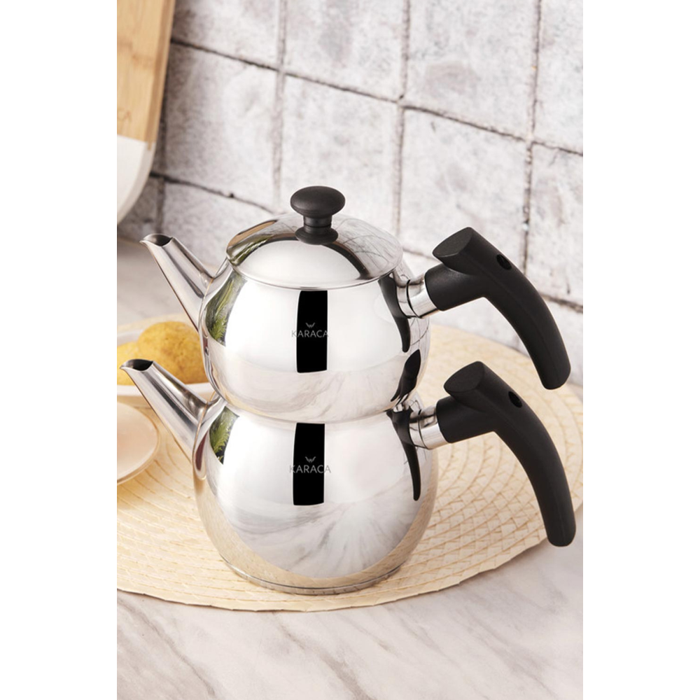 Adelya Indüksiyon Tabanlı Mini Boy Siyah Çaydanlık Takımı