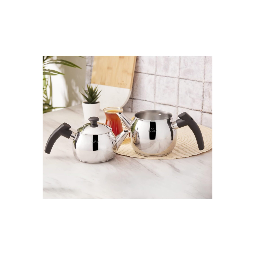 Adelya Indüksiyon Tabanlı Mini Boy Siyah Çaydanlık Takımı