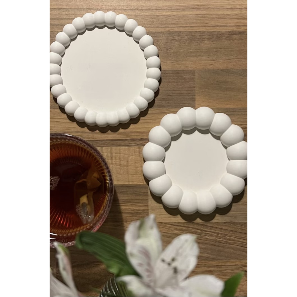 Bubble 2’li Dekoratif Beton Tabak Takı Tabağı Bardak Altlığı