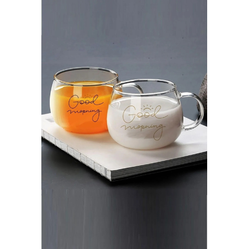 Costa Good Morning 400 ml 2'li Cam Kupa Magnolya Bardağı Brosilikat