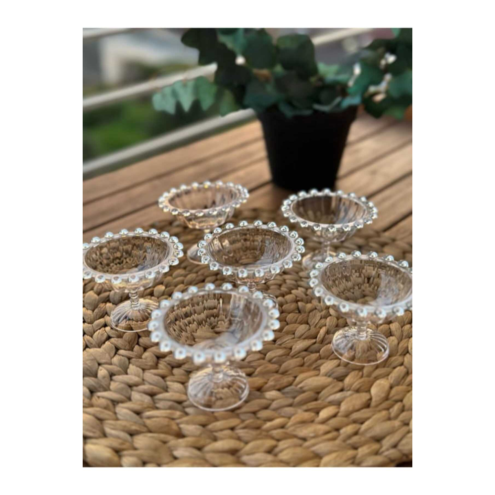 6 Adet Boncuklu Lokumluk Ikramlık Sunumluk Şekerlik Çerezlik