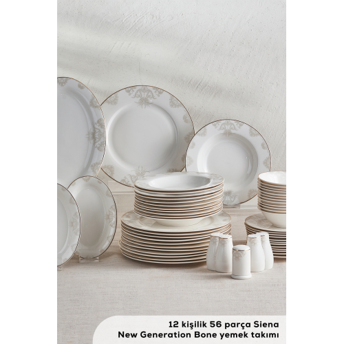 Siena Porselen 56 Parça 12 Kişilik Yemek Takımı Gold