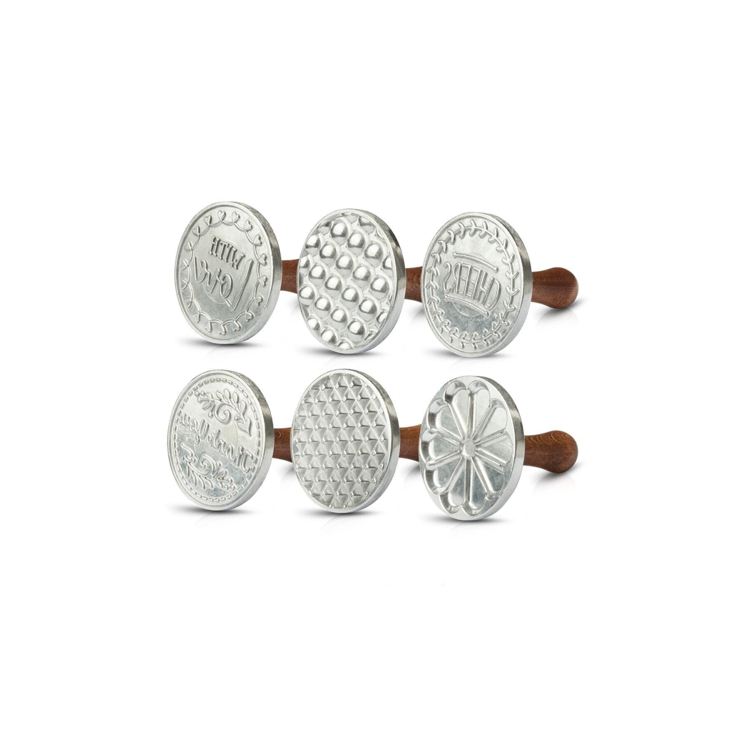 6'lı Döküm Kurabiye Şekillendirici Kalıbı Pankek Mührü Cookıe Stamps Çeyiz Yılbaşı Temalı