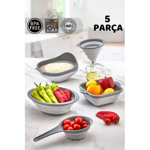 Katlanır 5 Parça Mutfak Seti - 5'li Akordiyon Mutfak Çeyiz Seti