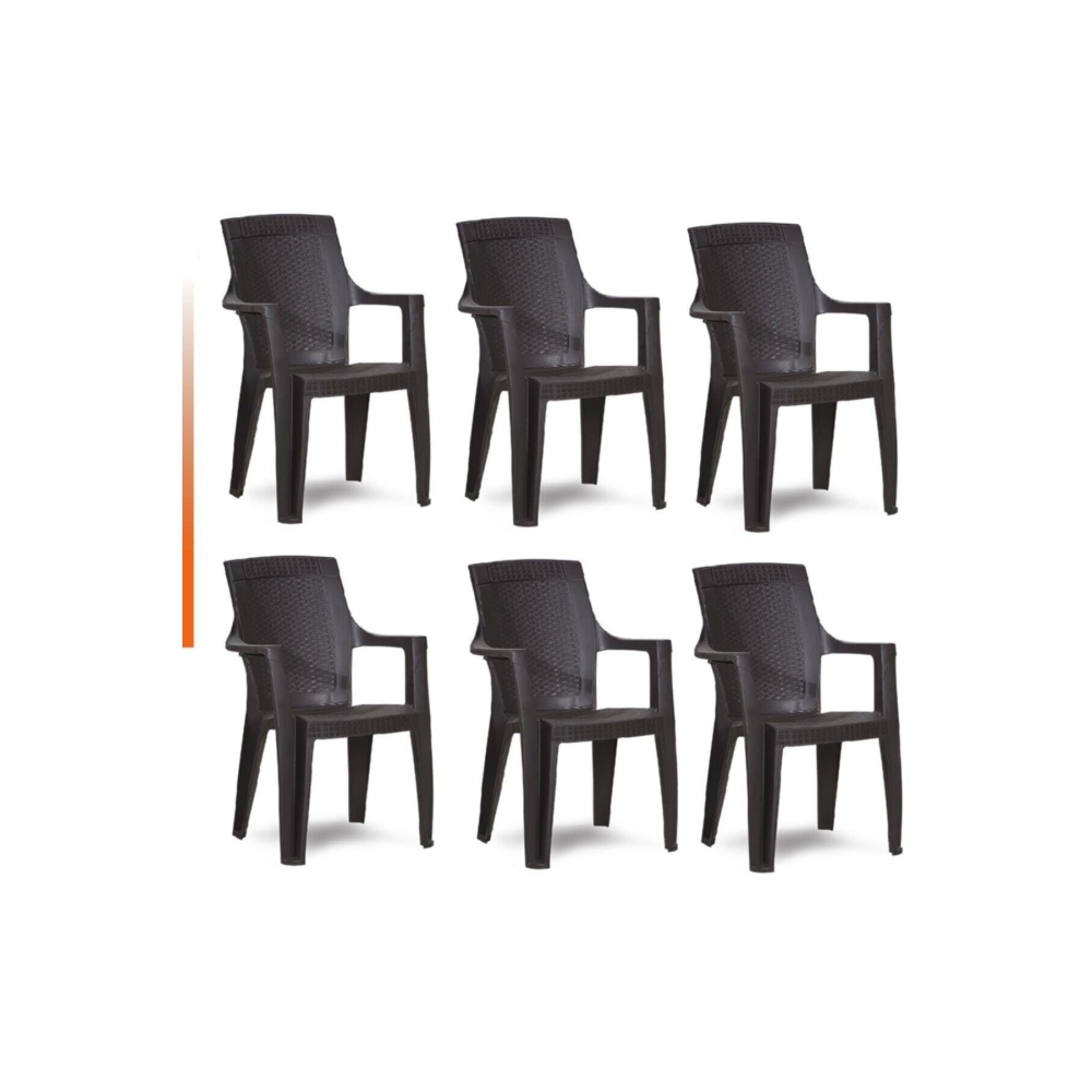 6 Adet Gold Balkon Bahçe Plastik Kamp Sandalyesi (acı Kahve) Xömbx98