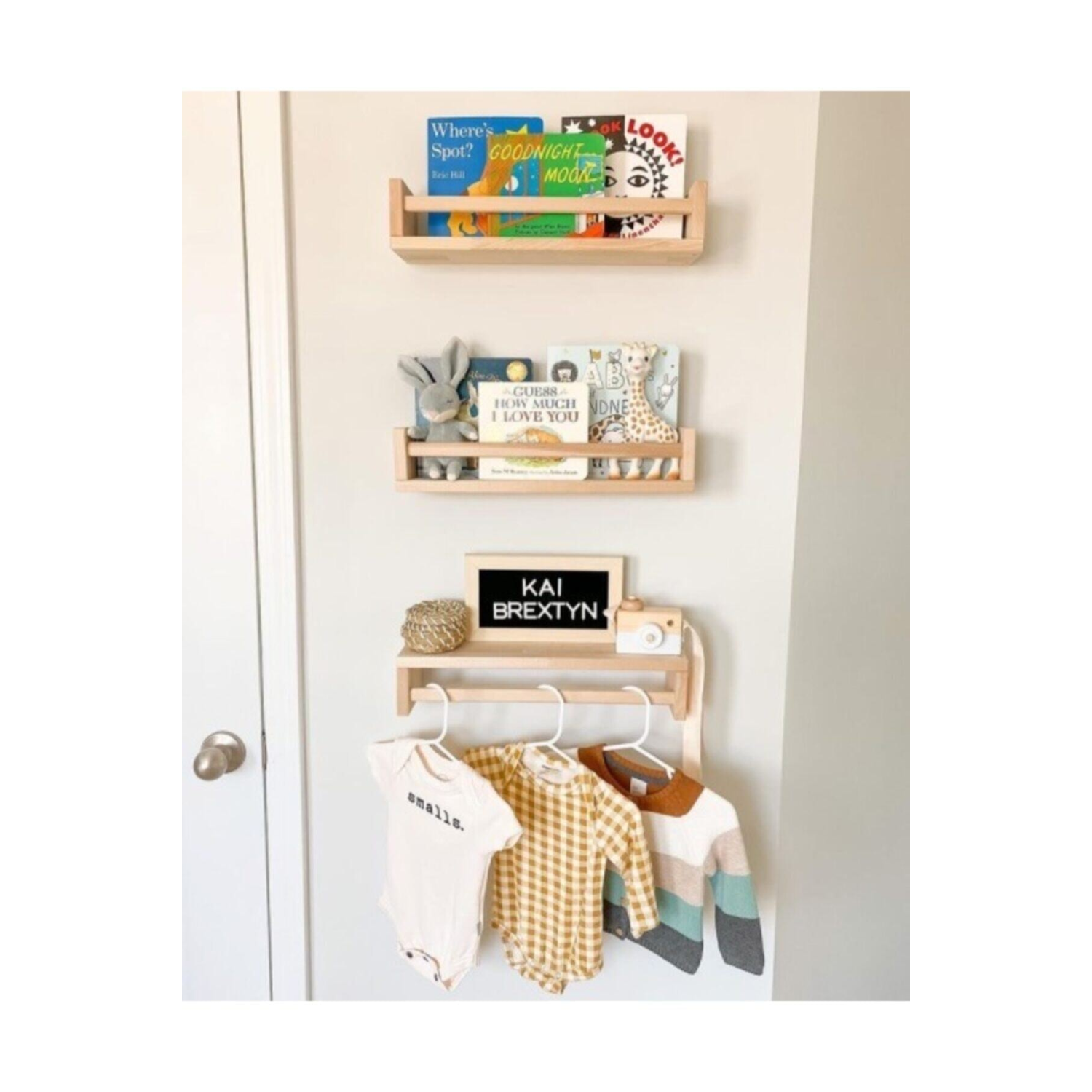 Montessori Kitaplık Çocuk Bebek Odası Duvar Rafı Ahşap Kitaplık Raf 3 Adet 50 Cm