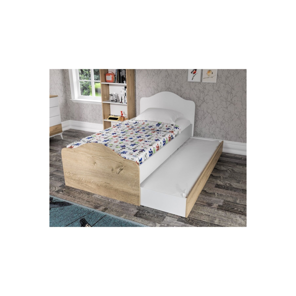 Mdf Yavrulu Kanguru Karyolalı Çocuk Odası 5 Parça Set Meşe %100 Mdf