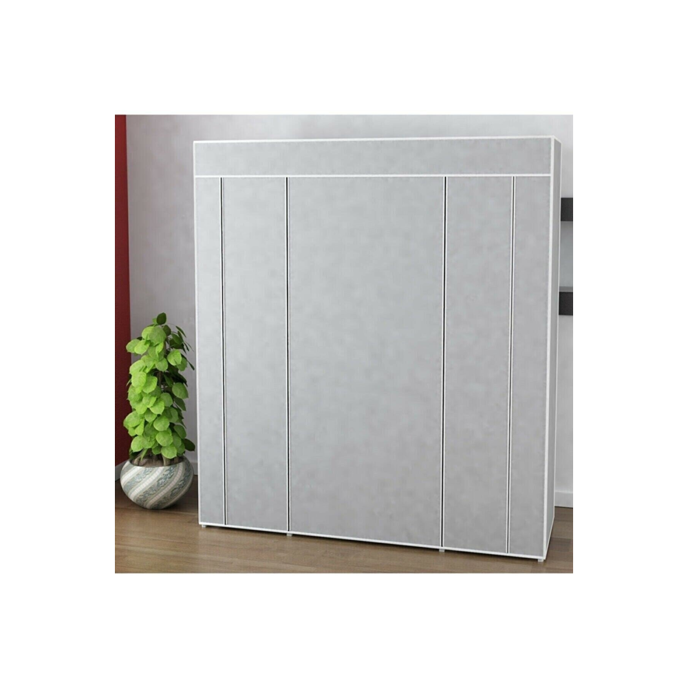 Çift Yandan Raflı Bez Dolap Gri