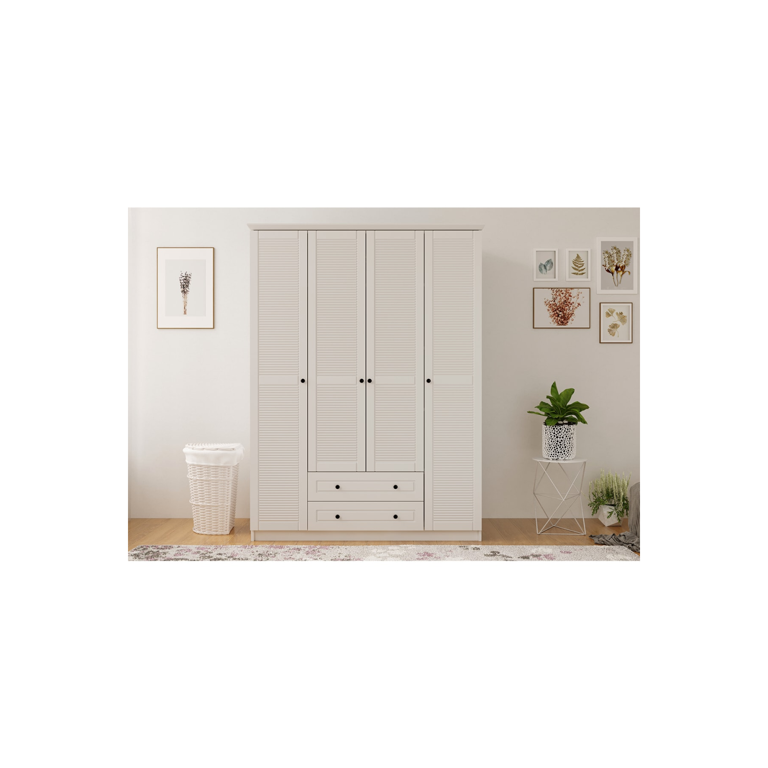 Diva Country 4 Kapak 2 Çekmeceli Gardırop