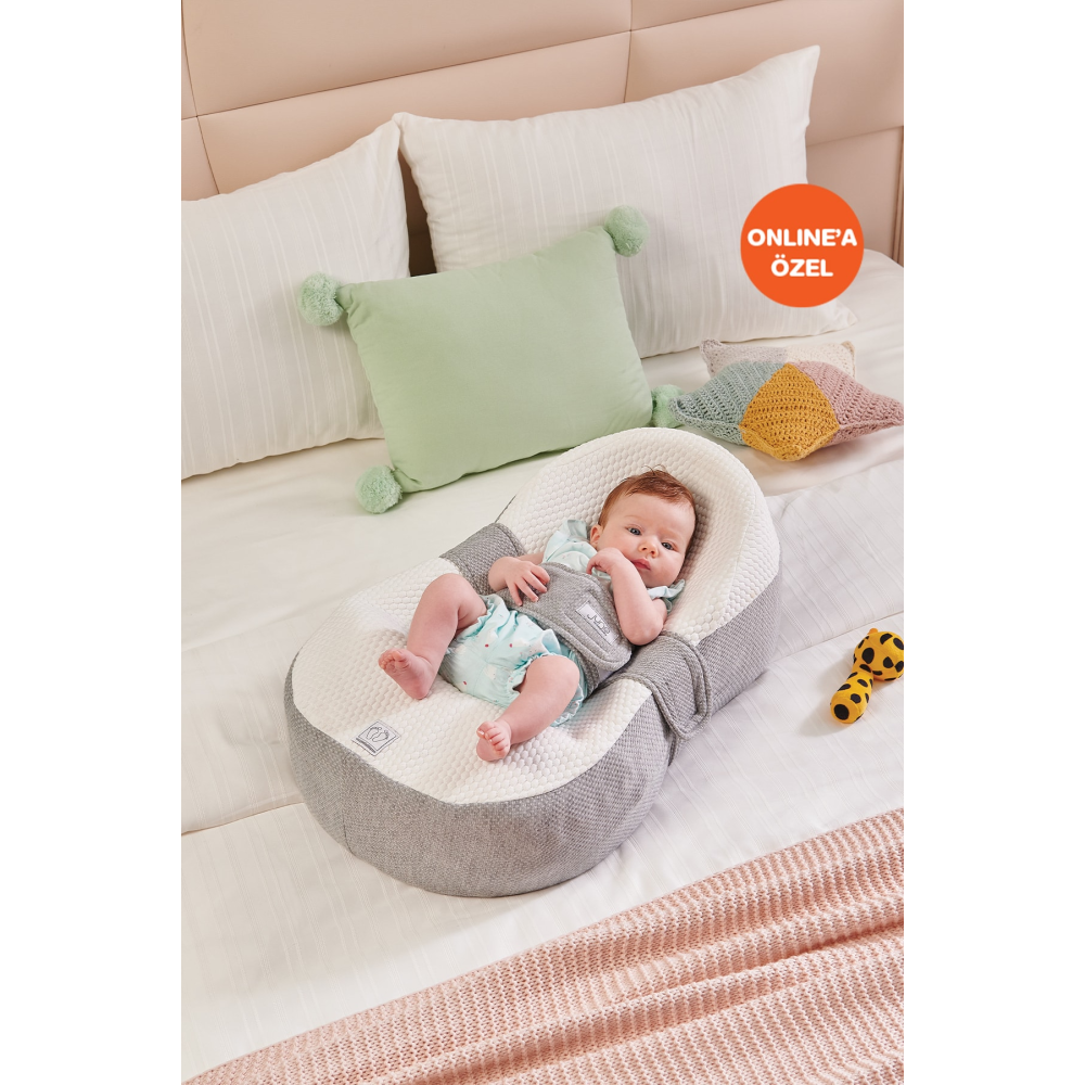 Unisex Bebek Beyaz-Gri Yatak Juno®