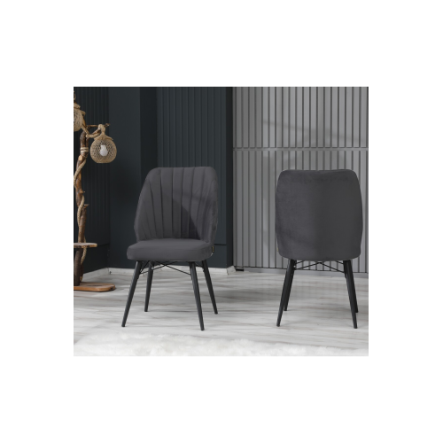 Cafe Salon Mutfak Sandalyeleri Defne Antrasit Siyah Ayaklı