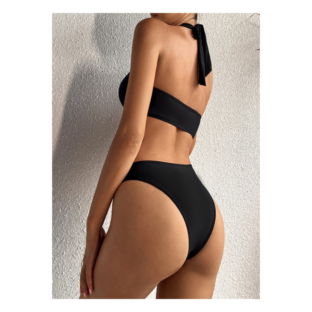 Halka Detaylı Siyah Mayokini