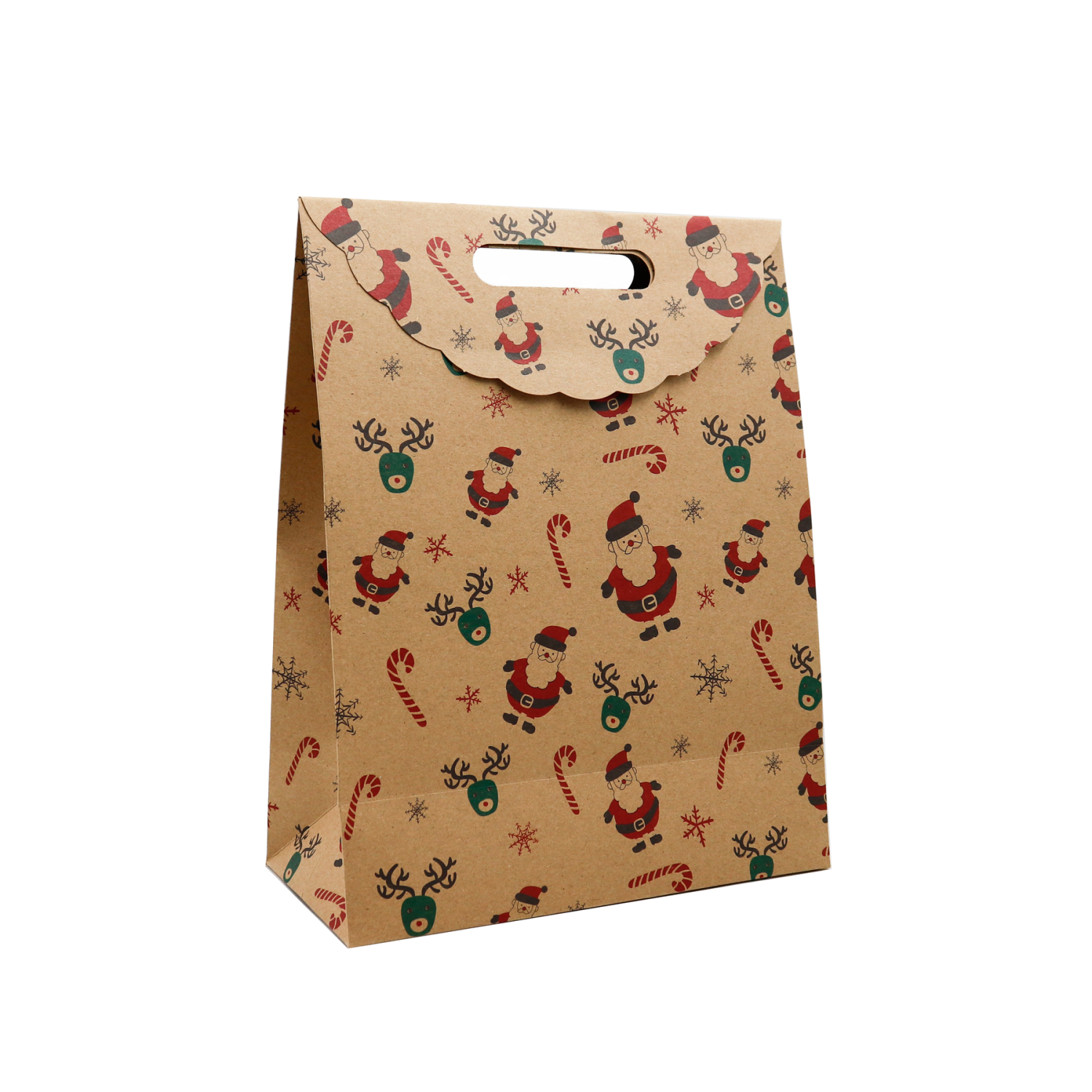 Yılbaşı Temalı Baskılı Zarf Model Karton Çanta , Yılbaşı Hediye Paketi Bantlı 25 x 32 x 12 cm 2 Adet