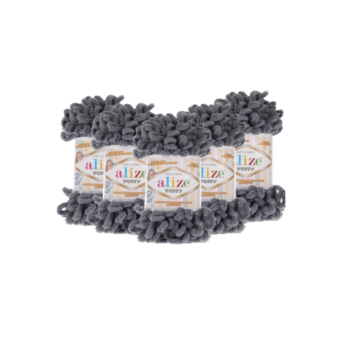Puffy El Örgü Ipliği 5'li Paket - 87 Koyu Gri - 100 Gr. 9 Mt. Parmak Örgü Ipi