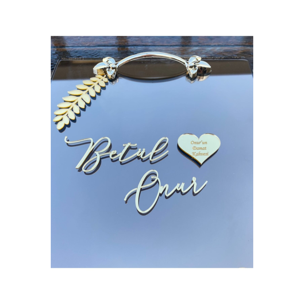 Nişan Tepsisi Pleksi Söz Isimlik El Yazısı A1 Gold