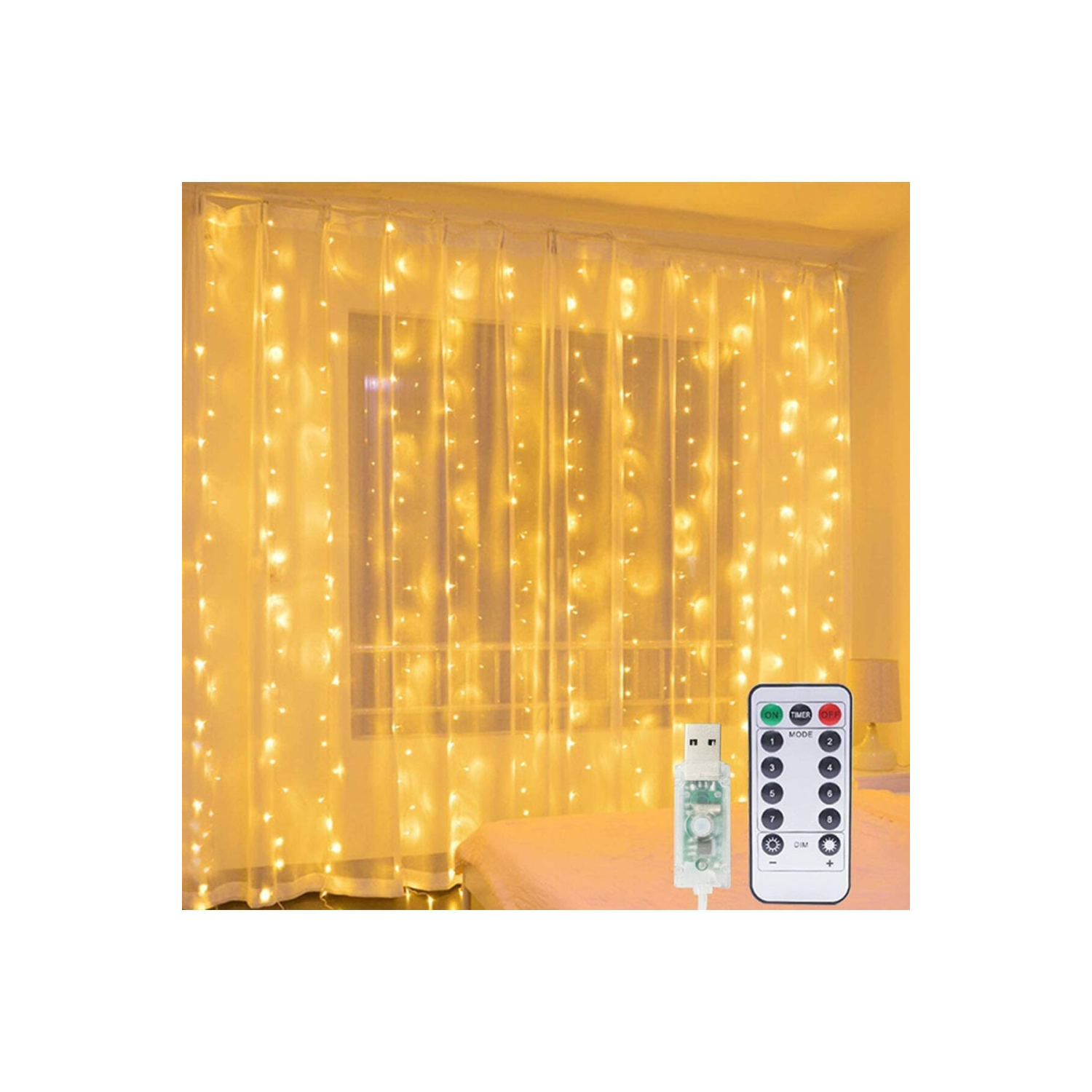 Kumandalı 8 Ayrı Moda Sahip 3mx3m ( 300 Cm X 300 Cm ) Perde Led Peri Led Usb
