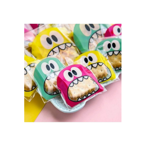 100 Adet Karşık Canavar Desenli Cake Pops Ve Kurabiye Poşeti 10x15 Cm Kendinden Yapışkanlı