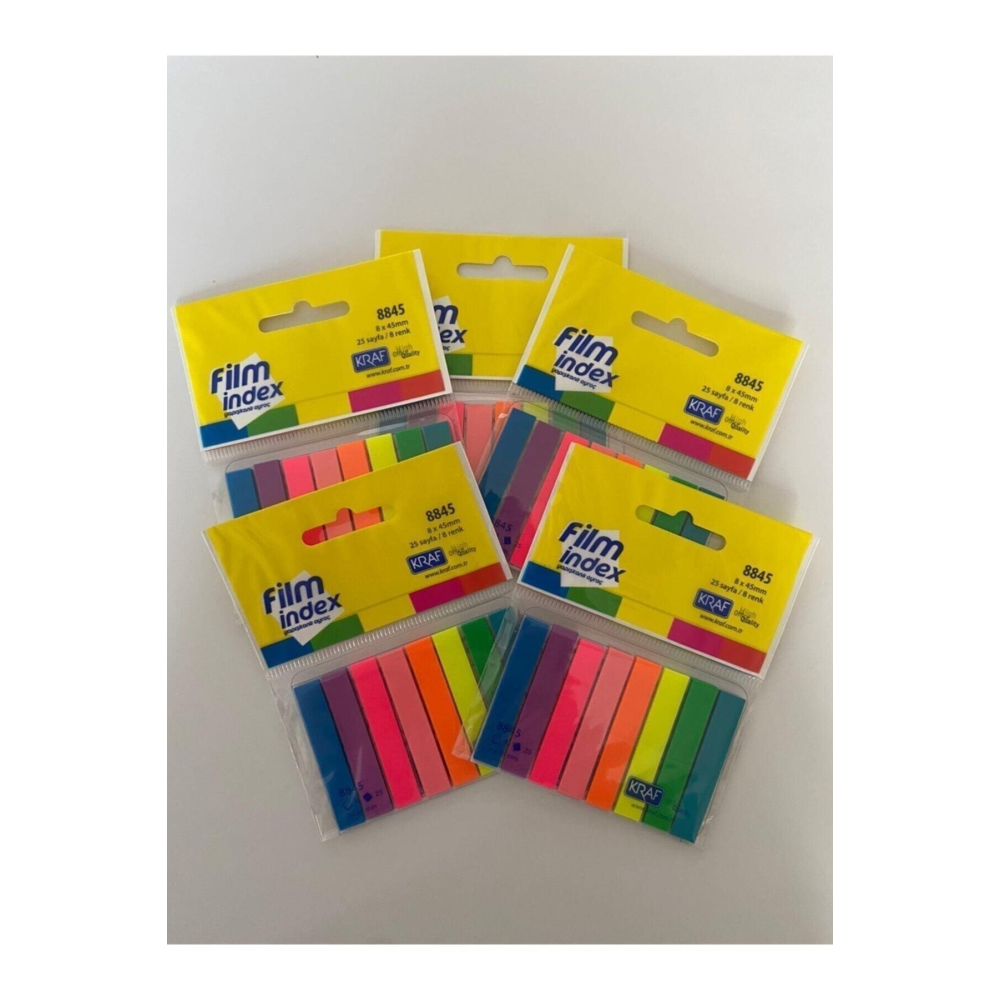 Film Index Şeffaf Plastik Ayraç 8 Renk X 25 Sayfa 8845 5'li Set