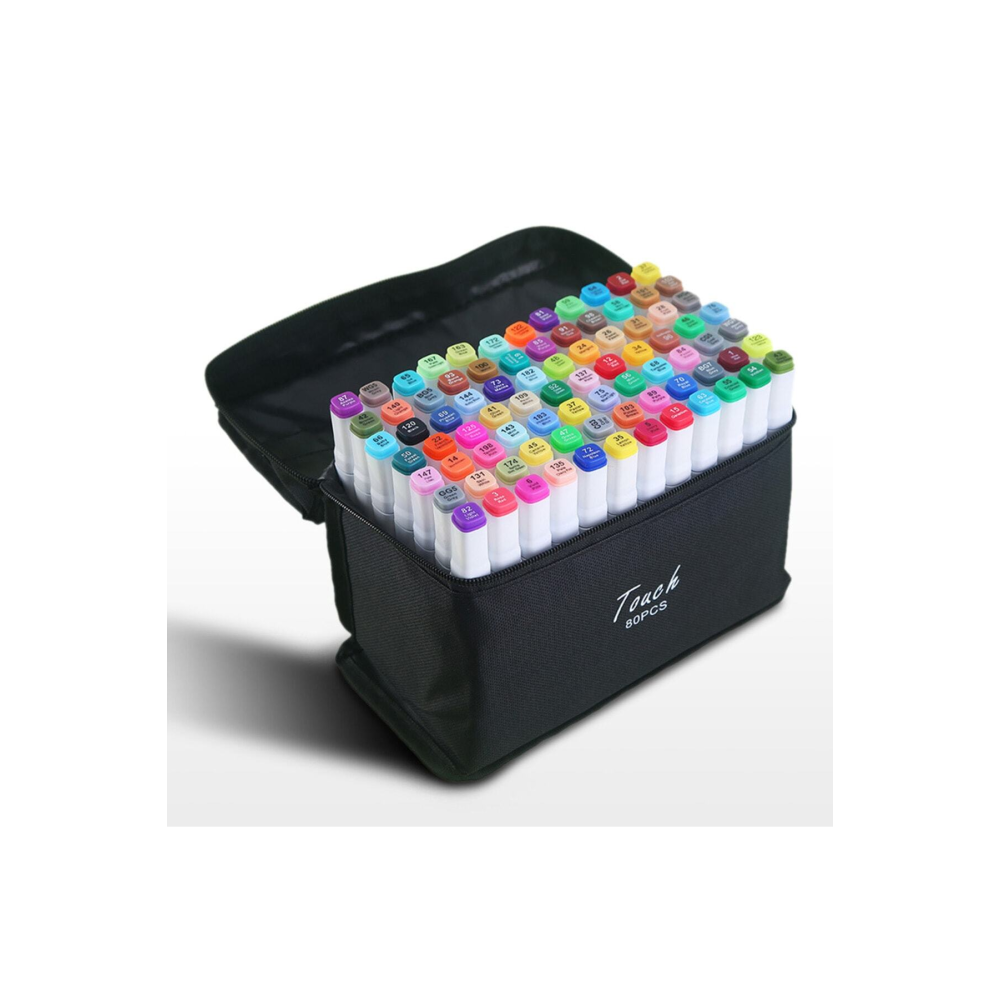 80 Adet Çift Taraflı Marker Kalem Çantalı Ve Standlı