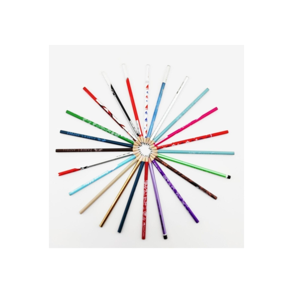 Lüx Mercanlı Karışık Yuvarlak Kurşun Kalem 12 Adet