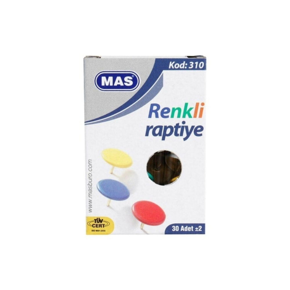 3 Adet 30'lu Pvc Kaplı Renkli Raptiye 310