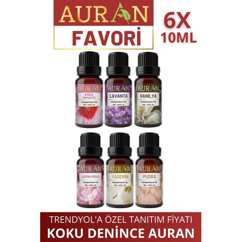 Favori Set Esansiyel Uçucu Yağ Buhurdanlık Yağı Hava Nemlendirici Aroma Difüzörü Kokusu Esans 6x