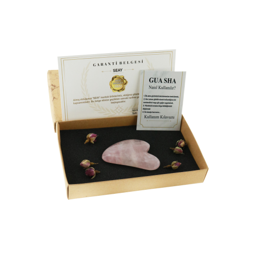 Pembe Kuvars Taşı Gua Sha Yüz Bakımı Kalp Guasha Pembe Quartz Face Guasha 1. Kalite