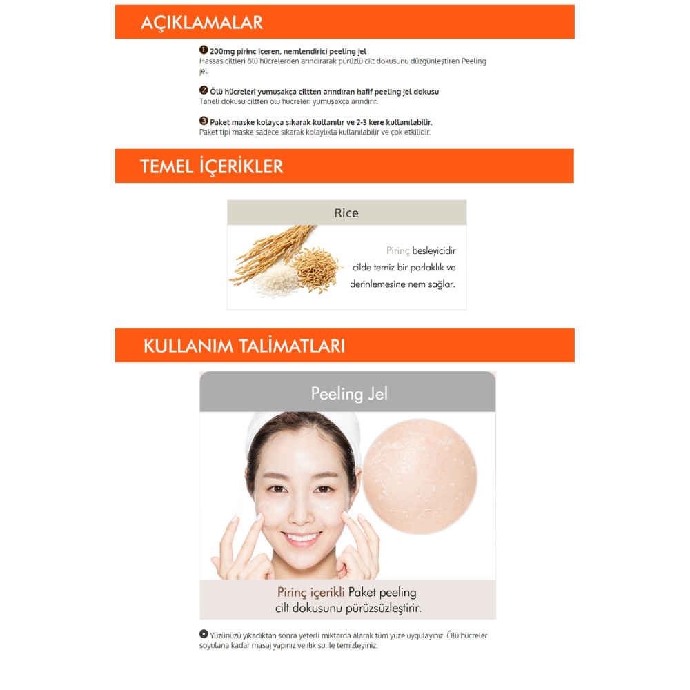 Ölü Derileri Arındıran, Aydınlatıcı Pirinç Peelingi 10ml Pure Source Pocket Pack Rice
