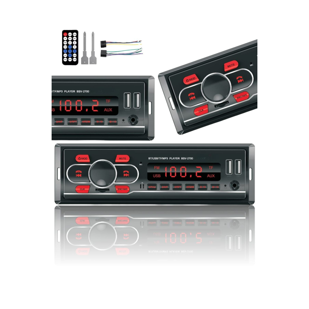 Sn-2700 Çift Usb Girişli Bluetooth Oto Teyp Araba Teybi Radyo Sd Aux Teyp Amfi Çıkışlı Kumandalı