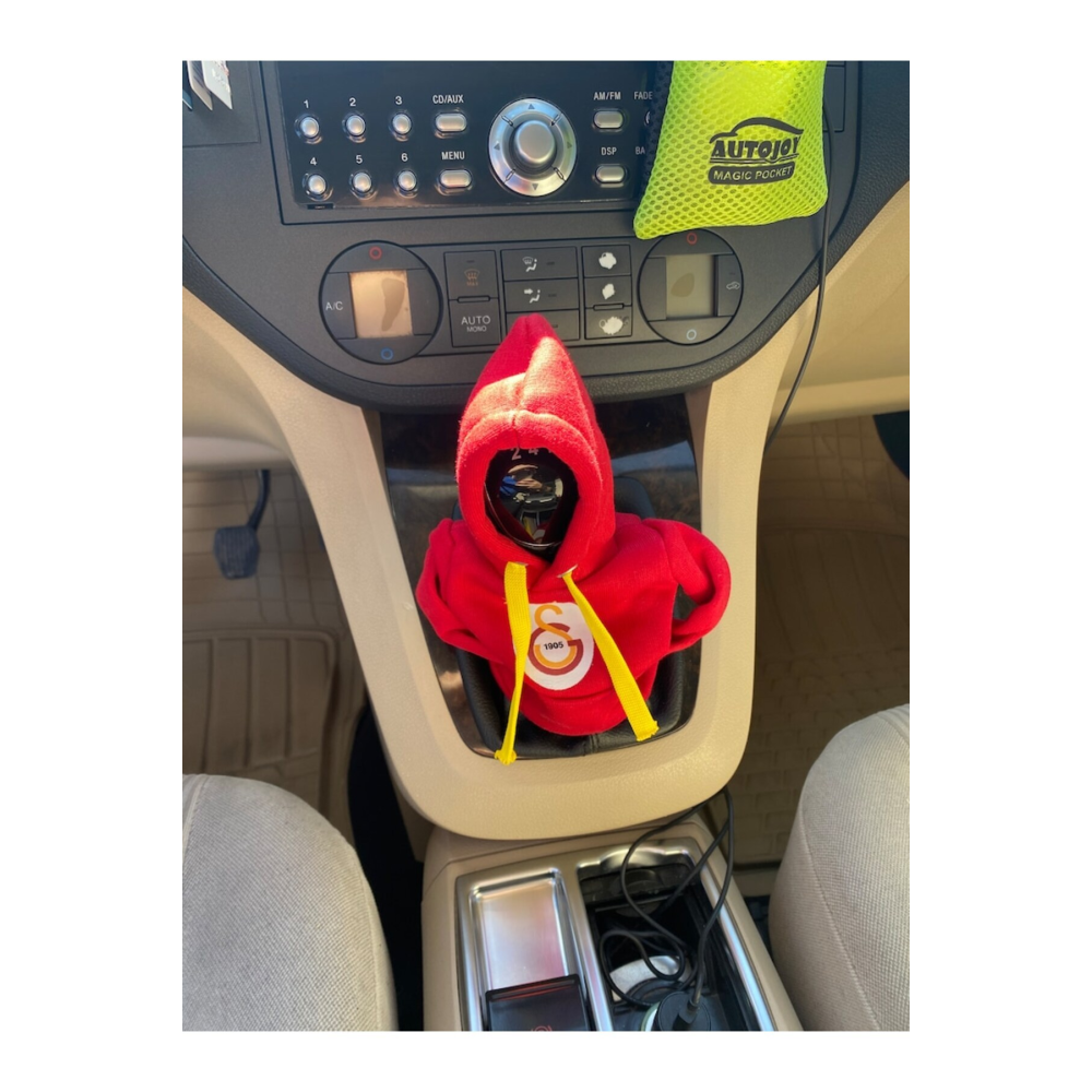 Vites Kılıfı Galatasaraylı Kapşonlu Sweatshirt Geçirmeli Vites Topuzu Kılıfı