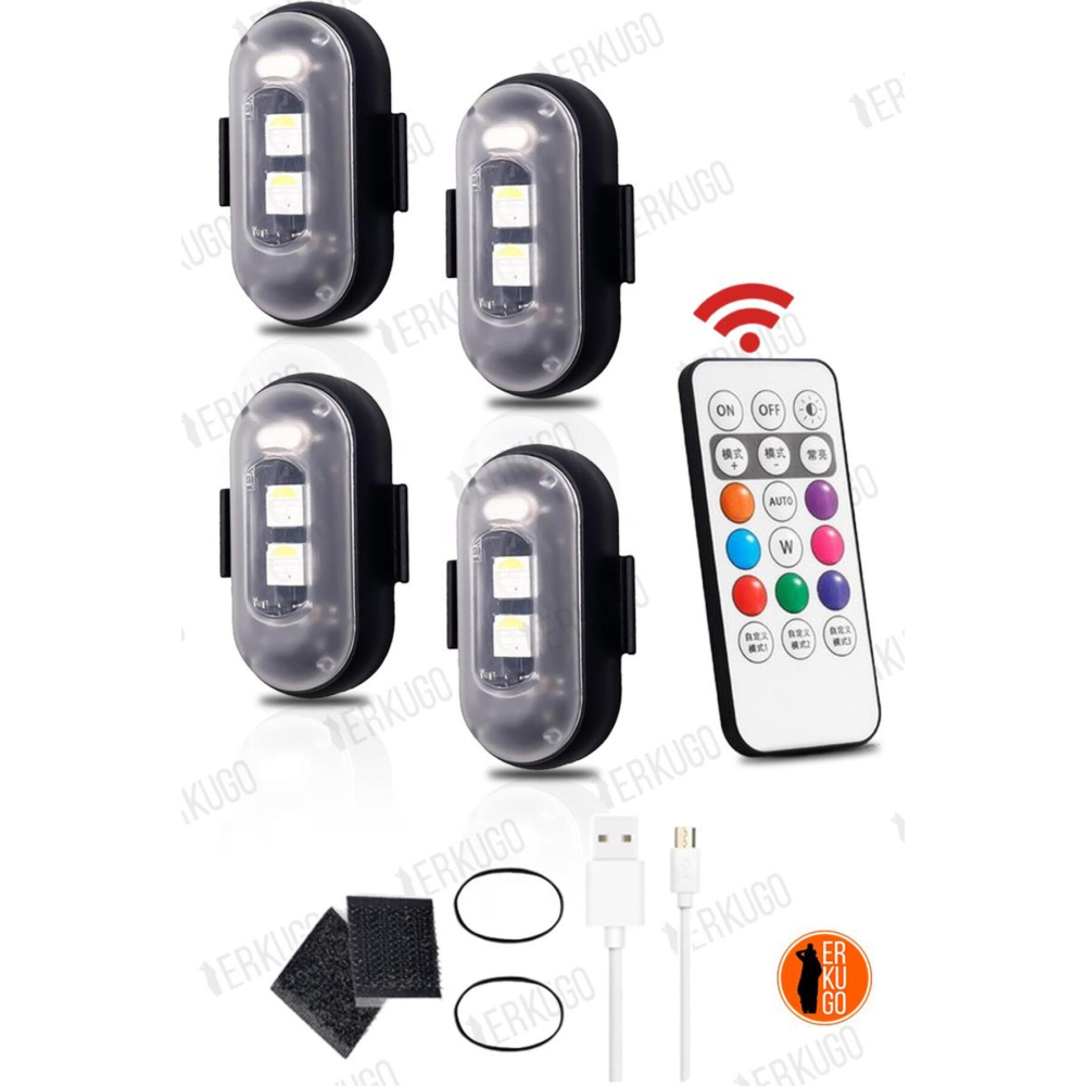 4'lü Uzaktan Kumandalı Çakar Led/şarjlı Mini Led Işık/drone Işığı/anti Çarpışma Uyarı Işığı