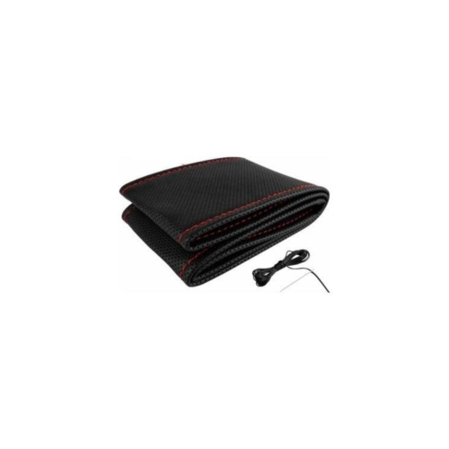 Kırmızı Dikişli Deri Dikme Direksiyon Kılıfı