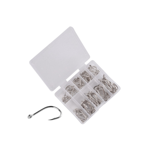 100 Adet Çelik Karbon Dikenli Balıkçılık Kanca Seti-gümüş