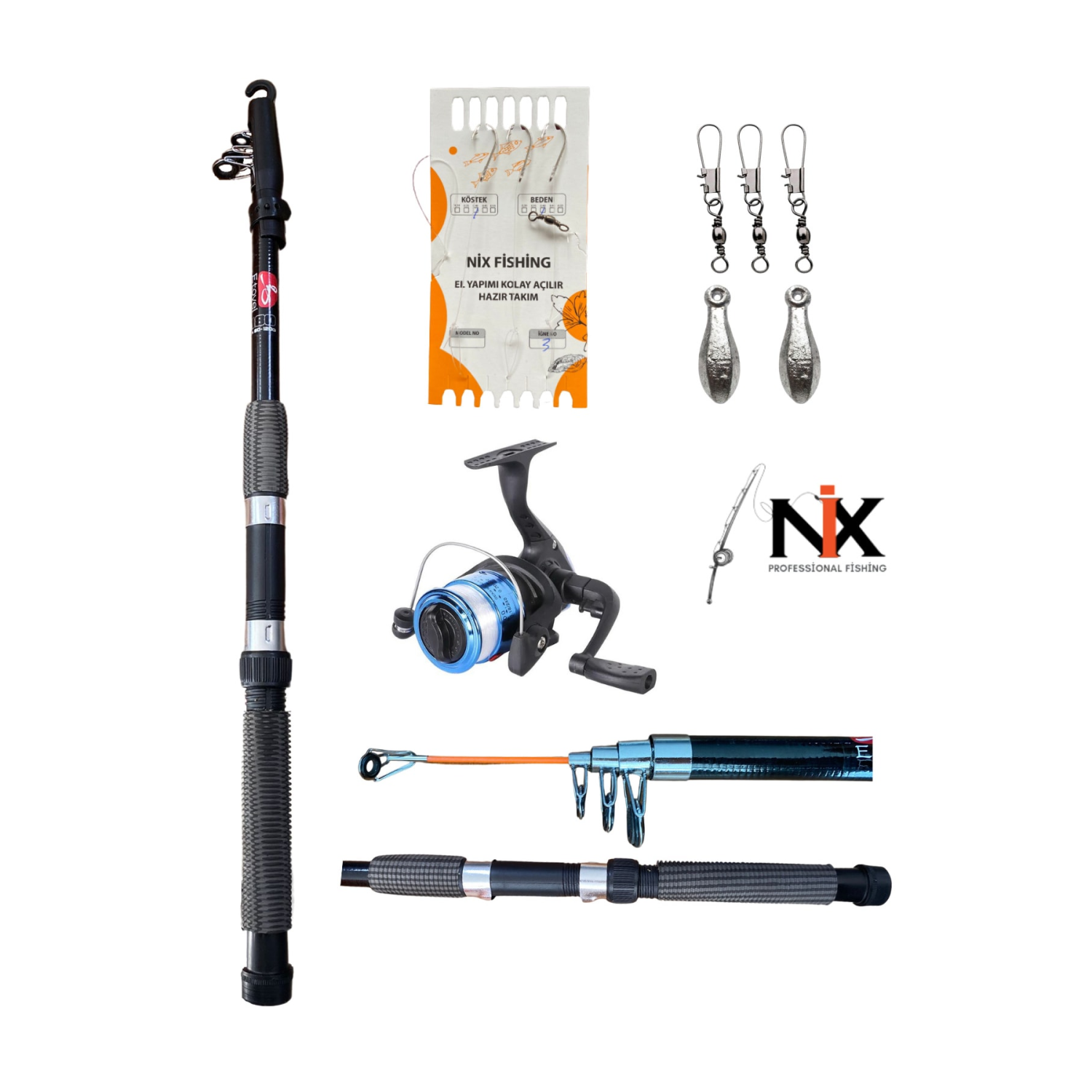 210 Cm Kamış Makina Olta Seti Çocuk Olta Seti Tam Takım Olta Seti Hobi Kıyı Seti