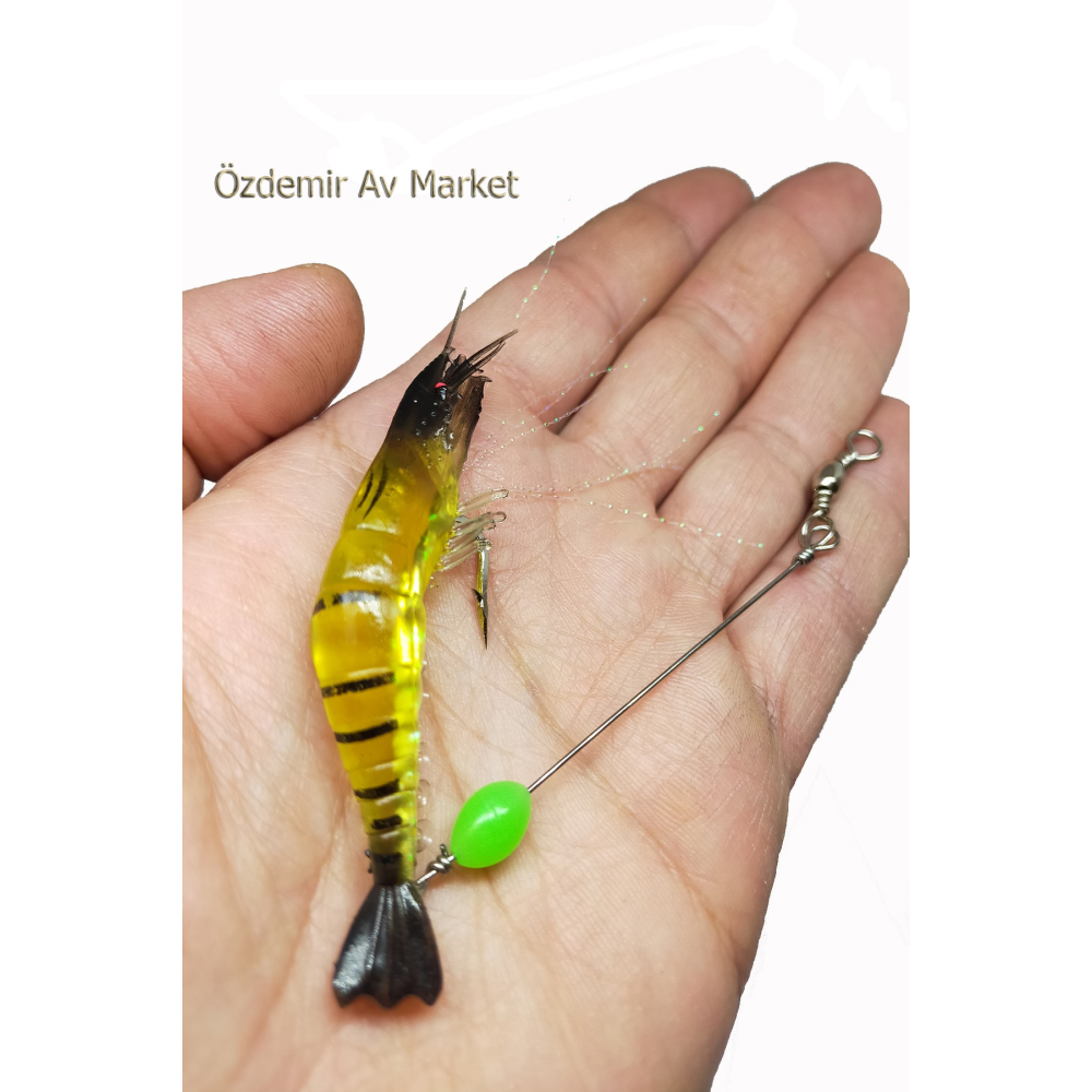 Karides Shrimp Sahte Silikon Balık Yemi Fosforlu Kancalı 7.5 Cm