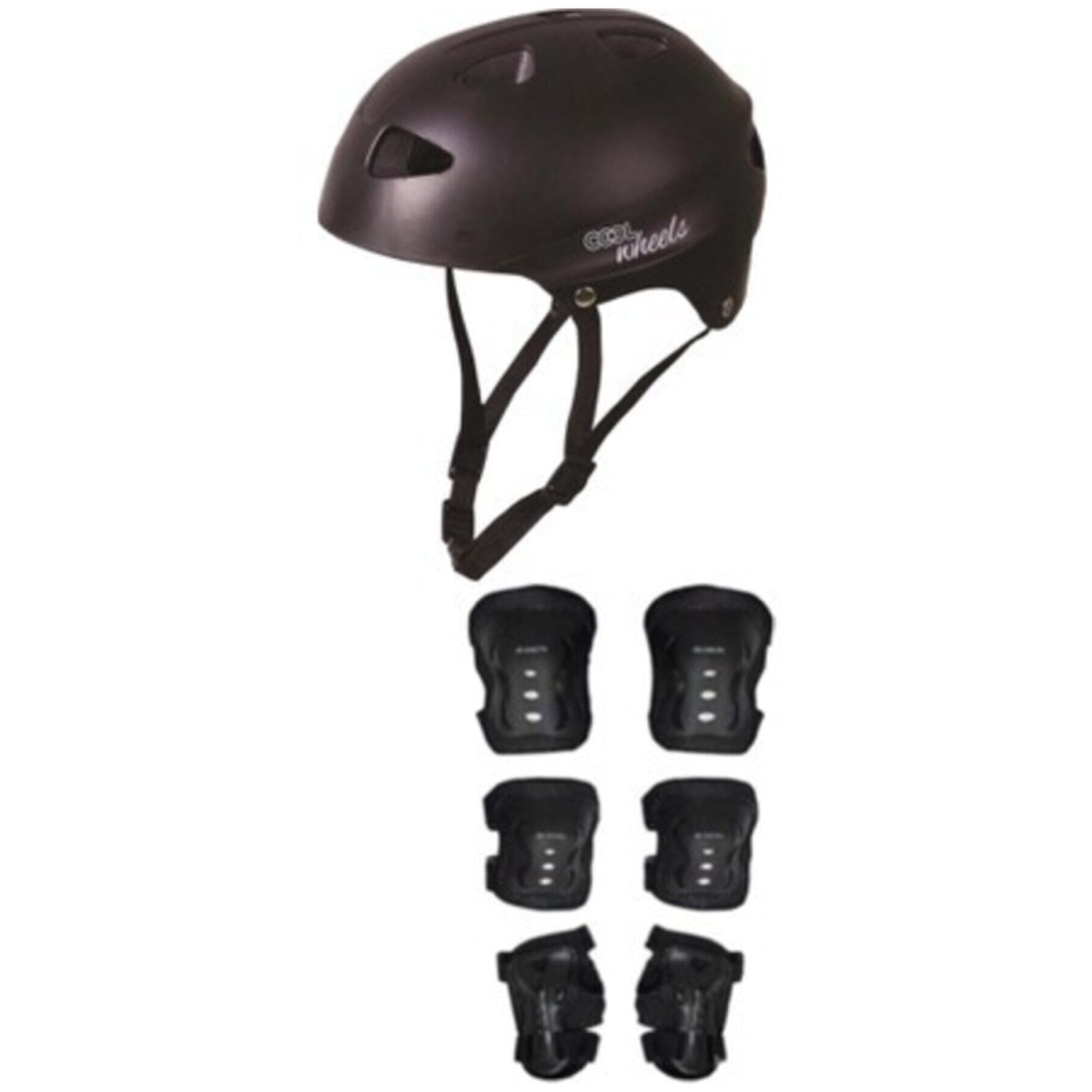 Unisex Çocuk Siyah Paten Dizlik Dirseklik Kask Full Koruyucu Set