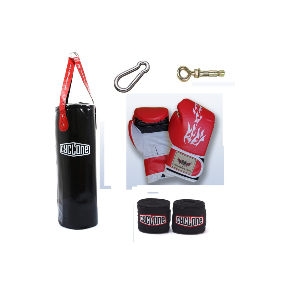 Çocuk Büyük Boy ''boş'' Boks Kum Torbası+çocuk Boks Eldiveni Bandaj Ve Askı Aparatlı 70x25cm