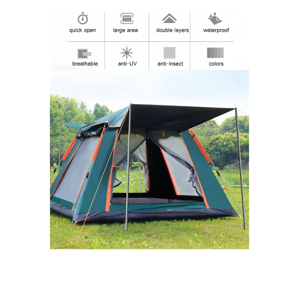 4 Kişilik Tam Otamatik Tenteli Kamp Çadırı Portatif Anti-uv Su Geçirmez Outdoor Plaj Piknik Çadırı