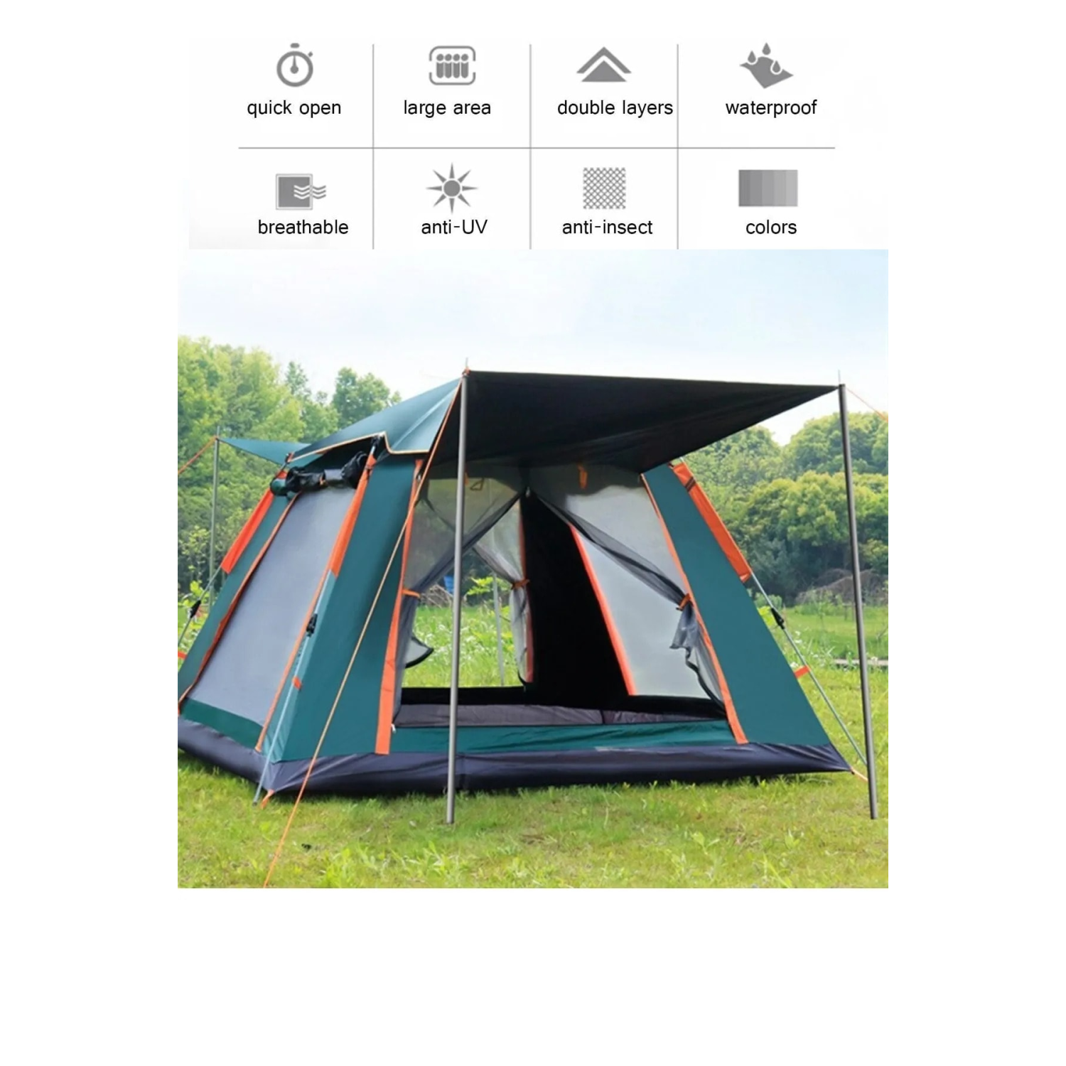 4 Kişilik Tam Otamatik Tenteli Kamp Çadırı Portatif Anti-uv Su Geçirmez Outdoor Plaj Piknik Çadırı