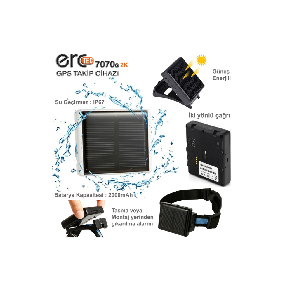 7070g 2k Güneş Panelli Gps Takip Cihazı (sim Kartlı)