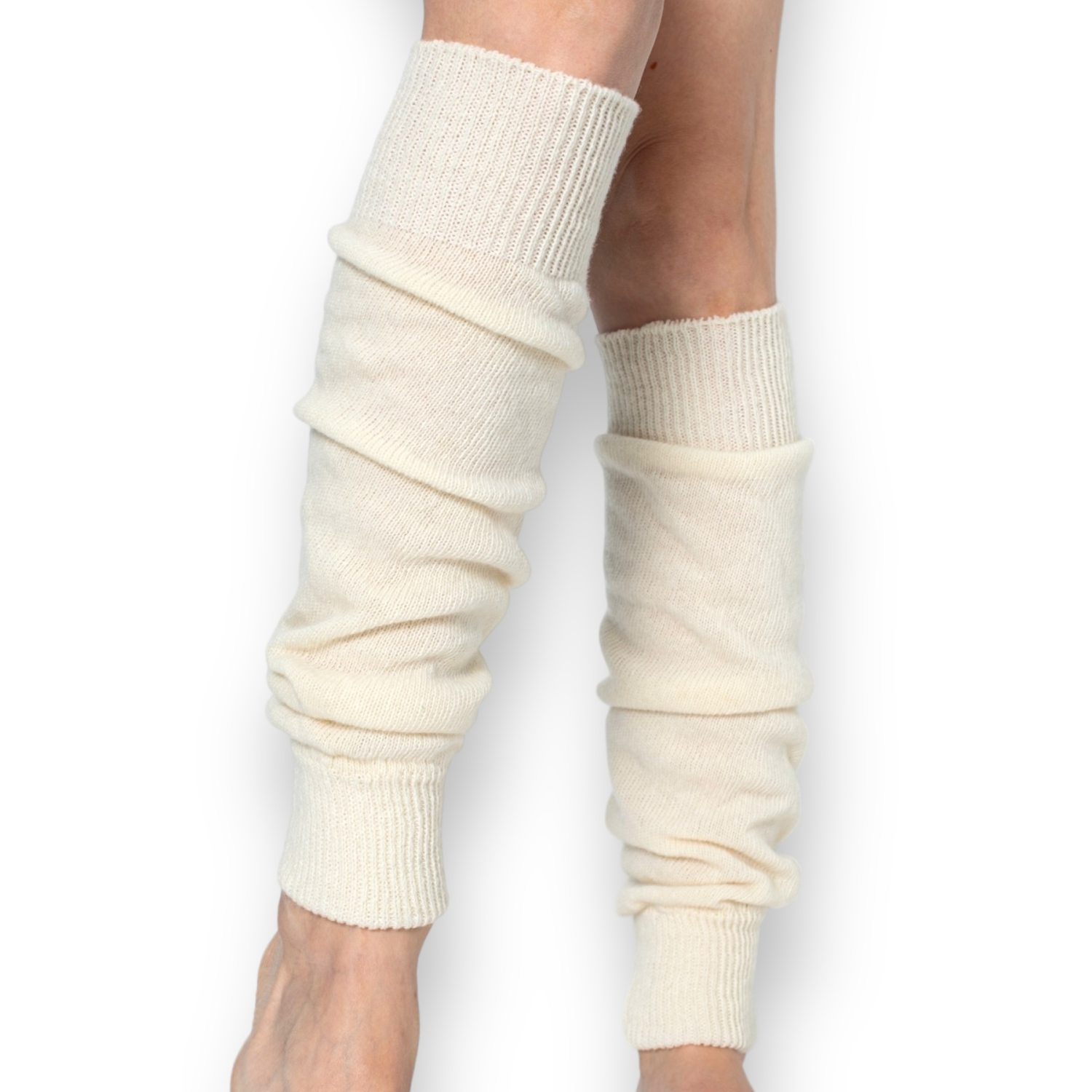 Lambswool Krem Kışlık Yün Diba Kadın Dizlik Kalın Tozluk Ayaksız Yoga Çorabı