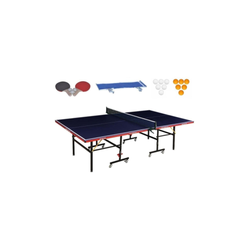 Olympus 16 mm Deluxe Katlanabilir Mavi Masa Tenisi Masası + Ağ-Demir + 2 Raket + 3 Top
