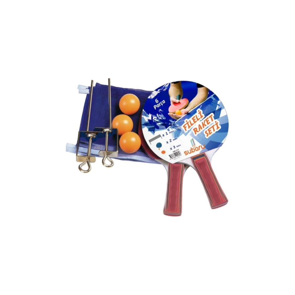 2x Masa Tenisi Raketi + Demir Ağ File + 3x Pinpon Topu Seti