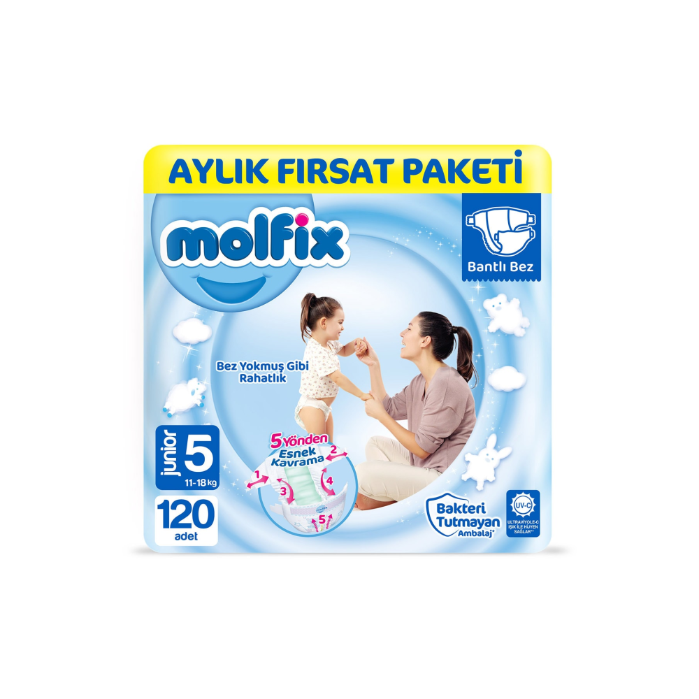 Bebek Bezi 5 Beden Junior Aylık Fırsat Paketi 120 Adet