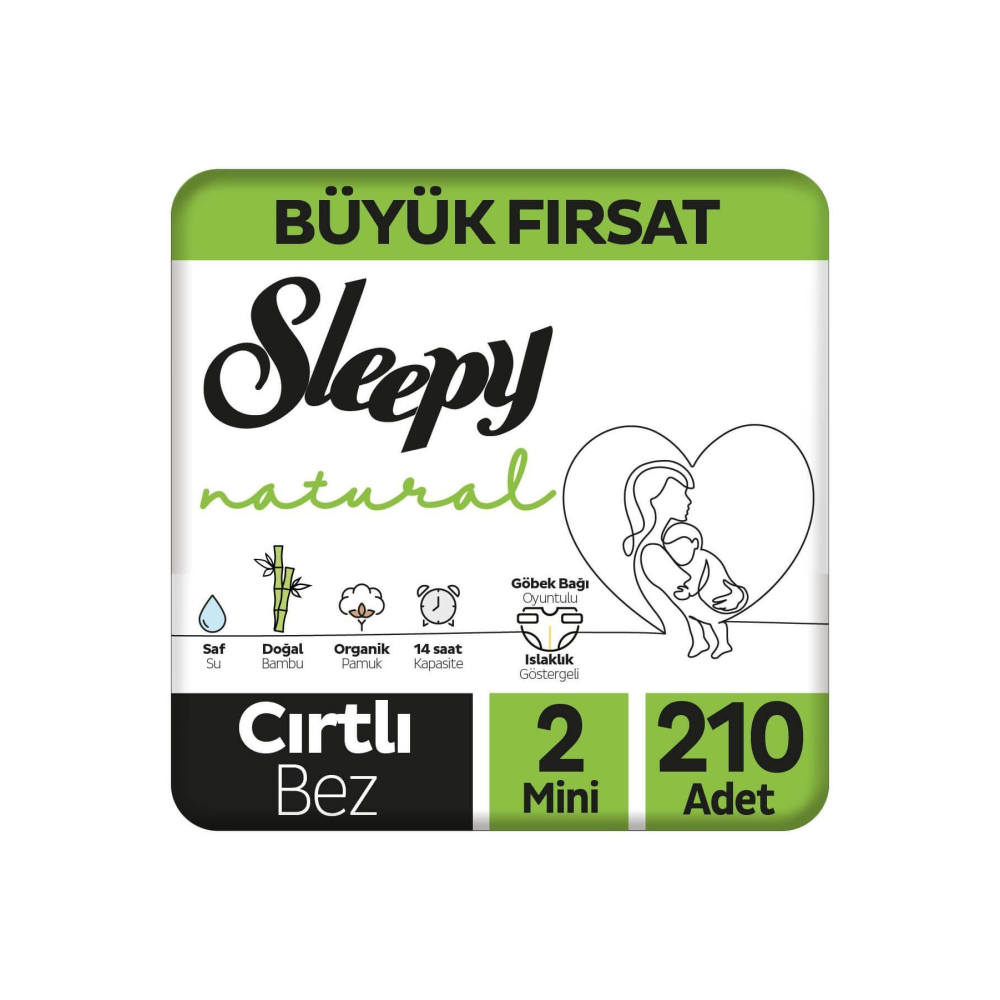 Natural Büyük Fırsat Paketi Bebek Bezi 2 Numara Mini 210 Adet